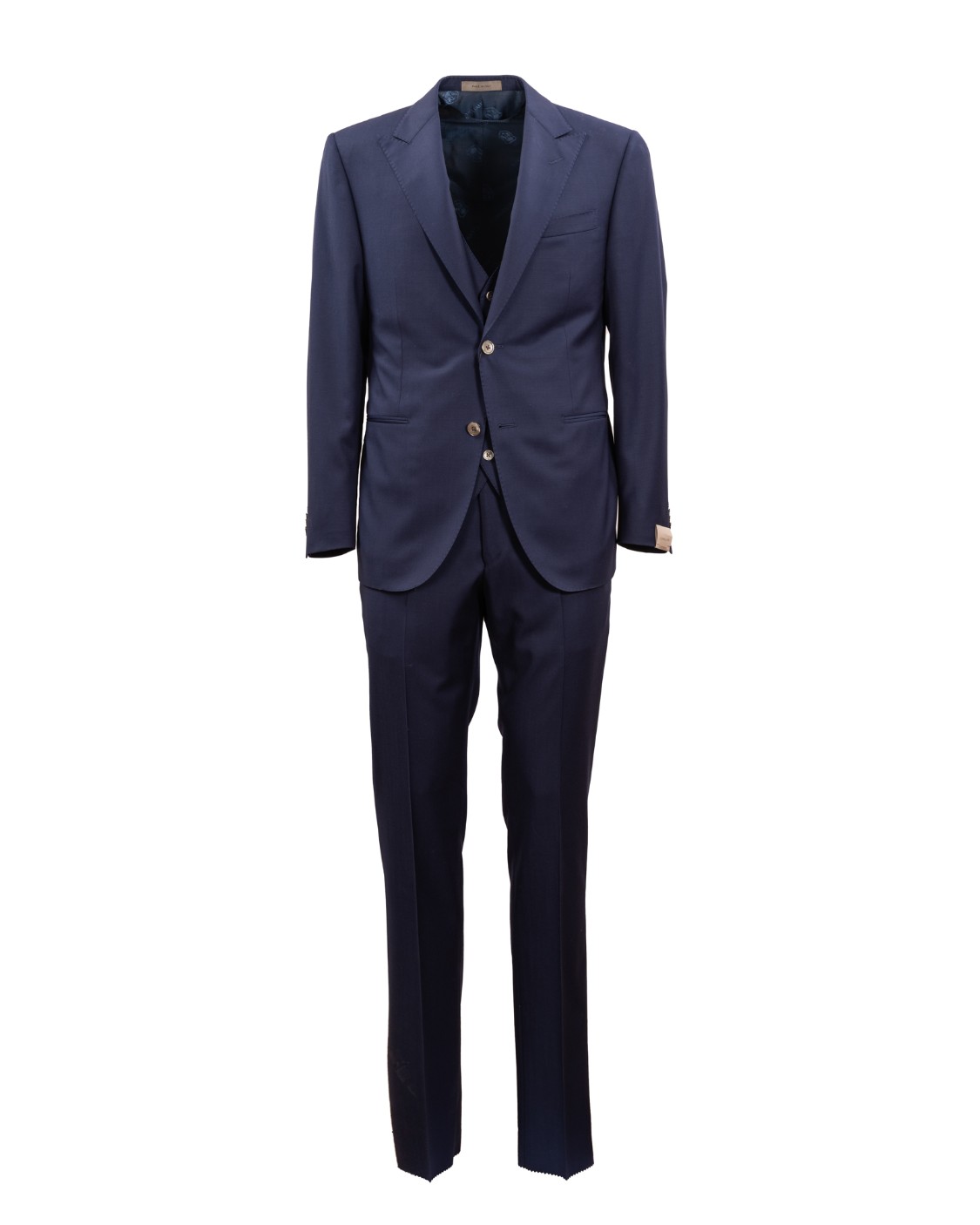 shop CORNELIANI  Abito: Corneliani abito in lana vergine.
Rever classico. 
Manica con bottoni sovrapposti
Chiusura monopetto con due bottoni.
3 spacchi dietro.
Gilet.
Fondo pantalone 19 cm.
Senza pinces.
Composizione: 100% lana vergine.
Made in Italy.. 898058 2118150-005 number 5823465